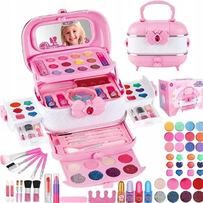 Obrázok produktu pre Detský make up kufrík kozmetický set pre dievčatá 53 dielov zmyvateľná darčeková sada