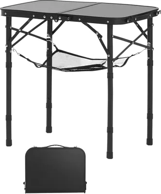 Immagine prodotto di SucceBuy tavolo pieghevole tavolo da buffet tavolo portatile multiuso 60 x 40 cm, tavolo regolabile in altezza (per 2-4 persone) con maniglia di trasporto, tavolo da giardino tavolo da campeggio per feste, picnic, campeggio e barbecue, nero