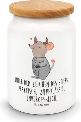 Produktbild von Mr. & Mrs. Panda Kaffeedose Stier Astrologie - Weiß - Geschenk, Keksdose, behälter, Tierkreiszeichen, Geburtstagsgeschenk, Dose, Sternzeichen, tee, zuckerdose