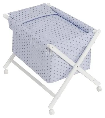 Obrázok produktu pre Interbaby Kolíska Star Junior 90 x 72 cm Drevo/bavlna Modrá/biela