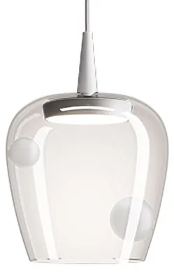Produktbild von Zafferano Bilia LED-Pendelleuchte aus mundgeblasenem Borosilikatglas in Weiß, 8W, 230V, sandgestrahlt, Durchmesser 18 cm, Höhe bis 324 cm verstellbar