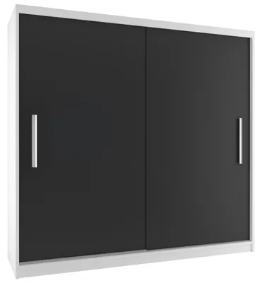 Obrázek produktu pro Šatní skříň s posuvnými dveřmi TIMPAS 200x218 cm BÍLÁ/ČERNÁ
