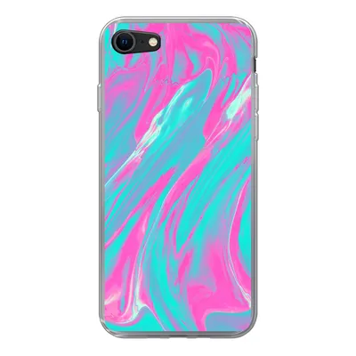 Produktbild von MuchoWow® Handyhülle Schutzhülle Hülle für iPhone 8 Kunst - Rosa - Blau - Psychedelisch Silikon Softcase Handy Hülle - Schutzhaube