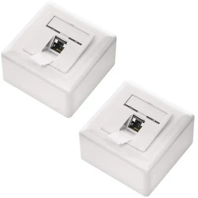 Immagine prodotto di deleyCON, connettore di rete universale CAT6, 1 porta RJ45 schermata, confezione da 2 pezzi - Bianco