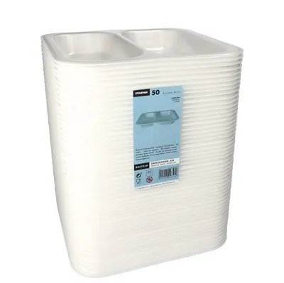 Produktbild von Siegelschalen, XPS 2-geteilt 1250 ml 4,2 cm x 24,5 cm x 26,5 cm weiss laminiert