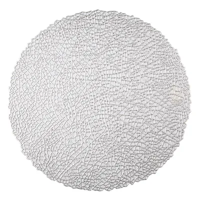 Produktbild von TISCHSET 1er Platzdeckche Rund Tischmatte Kunststoff Untersetzer Silbern 38 cm