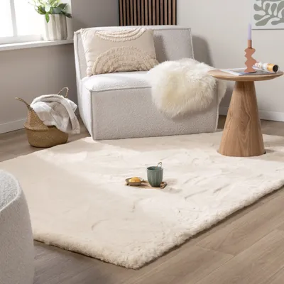 Produktbild von Hochflor Teppich - Comfy Supreme Creme - 80x150cm - Ländlich, Modern, Skandinavisch - Wohnzimmer, Esszimmer, Schlafzimmer -  NATURL.