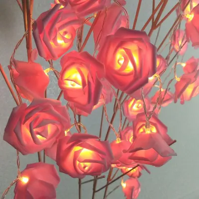 Productafbeelding van LED-lichtslinger, imitatie rozen, bruiloftslamp, feestverlichting, roze