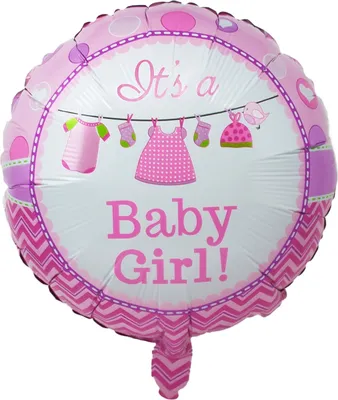 Produktbild von Oblique Unique Folien Luftballon It's a Baby Girl! rund Folienballon für Baby Shower Party Geburt Mädchen rosa weiß