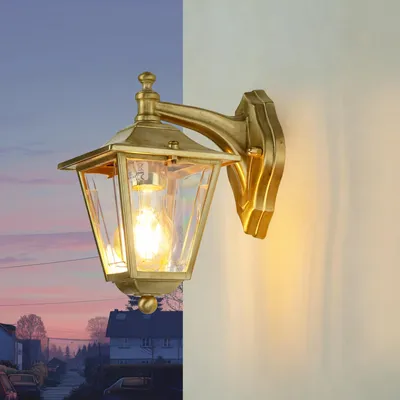 Produktbild von Wandleuchte außen E27 IP43 Rustikal Messing Wandlampe außen Haus Garten