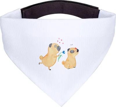Produktbild von Mr. & Mrs. Panda Hund Halstuch Mops Verliebt - Weiß - Geschenk, Hundehalstuch, Knuffig, Tuch, Liebe, Hunde-Halstuch, Hunde, Für, Sprüche
