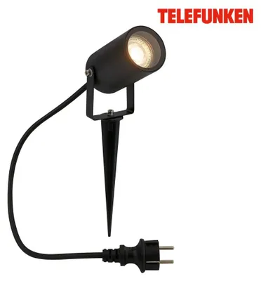 Image de Telefunken LED Projecteur de jardin, protection contre les projections d'eau, orientable, noir, dimensions : 6 x 7,5 x 33 cm
