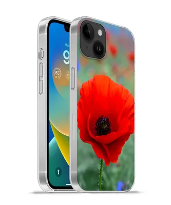 Produktbild von MuchoWow® Handyhülle Schutzhülle Hülle für Apple iPhone 14 Plus - Soft case Lila und rote Mohnblumen auf einer Wiese Silikon Softcase Handy Hülle - Abbildung