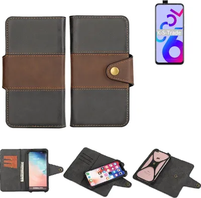 Produktbild von K-S-Trade Handyhülle Schutzhülle Hülle Bookstyle Wallet-Case kompatibel mit Coolpad Cool 6 Bumper Rundumschutz schwarz-braun 1x