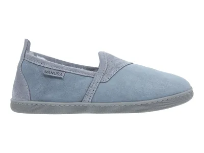 Produktbild von Vanuba - Damen Hausschuhe Hampshire Moderne Pantoffeln Echtleder Lammfell Natur Wolle D011 Grau-Weiß, Größe 41 EU