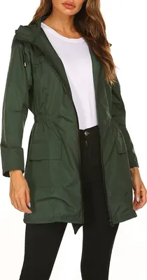 Produktbild von ASKSA Dámská bunda do deště Nepromokavá prodyšná lehká outdoorová bunda do deště s kapucí Windcheater, Army Green, XL