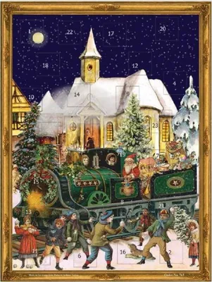 Immagine prodotto di Calendario dell'Avvento con trenino natalizio e motivi vittoriani, grande