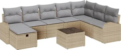 Produktbild von vidaXL Gartensofa-set 9 stk. Beige Poly-Rattan