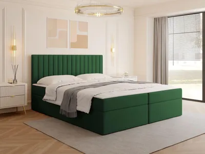 Obrázek produktu pro Boxspringová manželská postel 180x200 VASHON 1 - zelená + topper