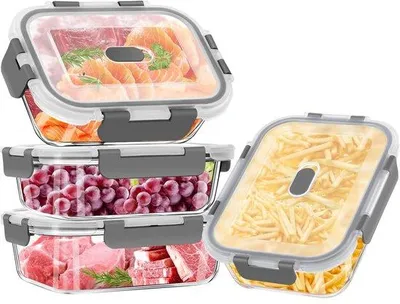 Produktbild von Gläserne Mahlzeitdosen aus Glas, 8-teilige Set, 640 ml, magnetron- und Gefrierschrankgeeignet