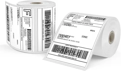 Image de Étiquettes thermiques de 4 x 6 pouces, 250 par rouleau x 2 rouleaux, étiquettes d'expédition, impression thermique directe