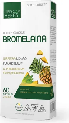 Productafbeelding van MEDICA HERBS Bromelaïne 270 mg, 60 capsules.