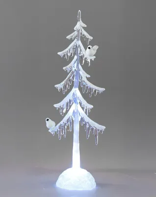 Produktbild von formano LED Weihnachtsbaum Acryl 45 cm Dekobaum mit Licht & Vogel – Winterdeko