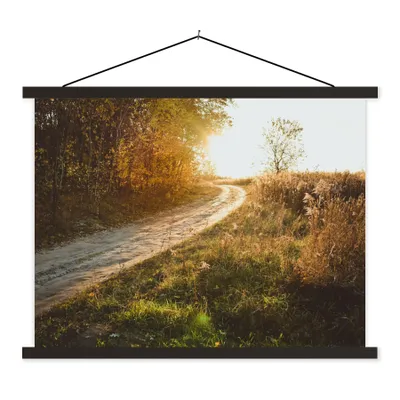 Produktbild von MuchoWow® Textilposter Weg - Natur - Baum 120x90 cm mit schwarzem Rahmen - Aufhänger für Poster