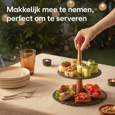 Produktbild von 2-lagiger Rundteller aus Acaciaholz für Desserts und Obst