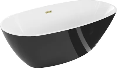 Produktbild von Mexen Eris freistehende Badewanne 170 x 80 cm, weiß/schwarz, gebürstete goldene Überlauf - 53441708075-55