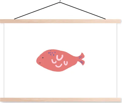 Produktbild von MuchoWow® Textilposter Fisch - Rosa - Pastell 60x40 cm mit holzfarbenen Rahmen - Bilder