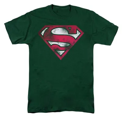 Productafbeelding van Superman - "War Torn" T-shirt voor heren/dames, uni model, aansluitende pasvorm, TV40399 (XXL) (Donkergroen)