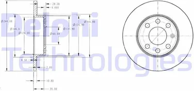 Produktbild von 2x DELPHI Bremsscheibe BG3567 für OPEL Corsa C Schrägheck (X01) 41mm 240mm
