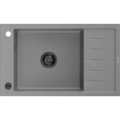 Zdjęcie produktu dla Mexen Elias zlewozmywak granitowy 1-komorowy z ociekaczem 795 x 480 mm, szary, syfon czarny - 6511791005-71-B