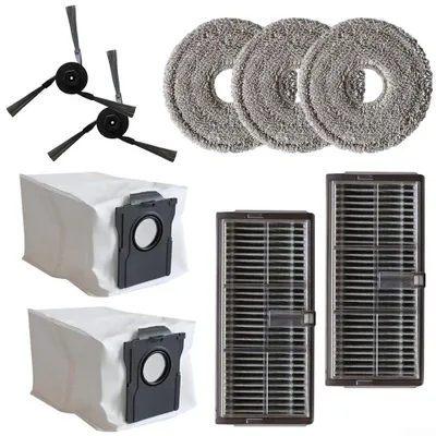Ersatzset: 2 Seitenbürsten, 2 Filter, 3 Wischpads, 2 Staubbeutel