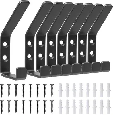Produktbild von Unyqoos® 8er-Set Mehrzweck-Wandhaken für Akustikpaneele & Garderobe – Metall-Doppelhaken, einfache Montage, robuste Wandbefestigung, hohe Tragkraft