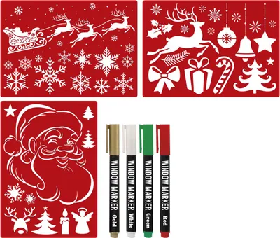 Image de Pochoir de fenêtre de Noël avec crayons pour fenêtres