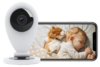 Zdjęcie produktu dla Kamera monitoringu Wi-Fi do użytku wewnątrz pomieszczeń, z aplikacją mobilną i obsługą Alexa, nagrywa w jakości HD
