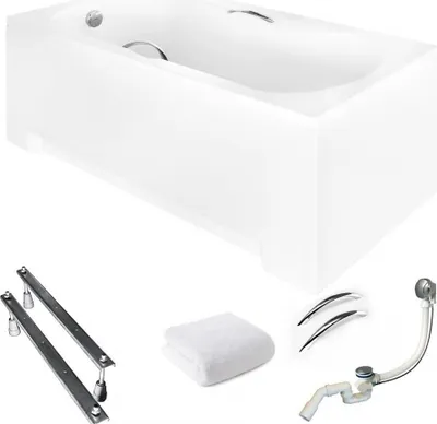 Produktbild von Aqua For You | Besco Aria Badewanne - 140x70cm - Antibakterielle Beschichtung - Mit Siphon - Weiß - mit Verkleidung