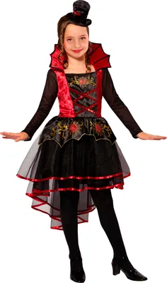 Produktbild von Kleid Vampirdame - Halloween Kostüm Kinder Mädchen Kindergröße: 128