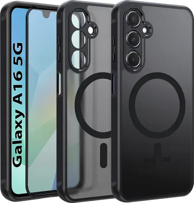 Produktbild von Hülle für Samsung A16 5G mit MagSafe, matt, verstärkt, 360° Schutz, 5D Premium Glas