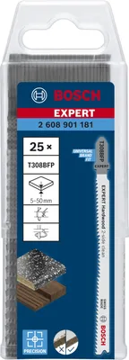 Imagen del producto de Hoja de sierra de calar EXPERT para madera dura, de doble filo y limpieza optimizada, modelo T308BFP, juego de 25 piezas.