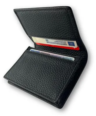 Produktbild von Kartenetui aus echtem Leder, kompaktes Design für Karten und Bargeld mit übersichtlicher Anordnung und Geldscheinfach, Schwarz