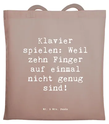 Produktbild von Mr. & Mrs. Panda Tragetasche Spruch Klavier Magie - Braun Pastell - Geschenk, Shopping Tasche, Tasteninstrument, Elfenbeintasten, Lernen, Konzert, Tote Bag, Beutel, Musik