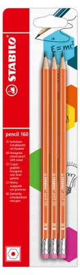 Produktbild von Bleistift mit Radierer - STABILO pencil 160 in orange - Härtegrad HB - 3er Pack