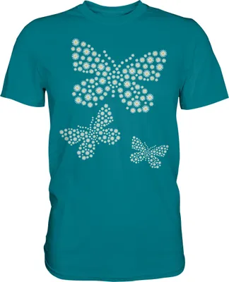 Produktbild von Frauen Gänseblümchen Schmetterlinge T-Shirt – Diva Blue / L