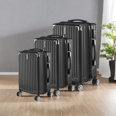 Produktbild von 3-teiliges Hartschalen-Kofferset TSA-Schloss 20/24/28 Zoll Schwarz