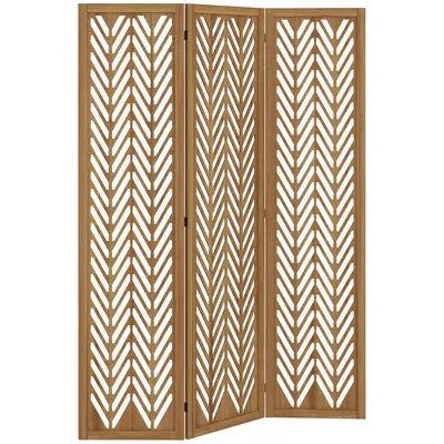 Image de HOMCOM Paravent en bois ajouré séparateur de pièce closion intérieur pliable 3 panneaux en bois 120 x 170 cm naturel