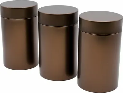 Produktbild von Dosenritter | 3 x runde Teedose / Vorratsdose, metallic kaffeebraun, aromadicht aus Metall für je 200g Earl Grey | 14,5 x 8,3 (H,ø) | Gewürzdose