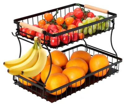 Produktbild von Cozary 2 Stockig Obstkorb Etagere, Obst Etagere mit 2 Ablagebrettern, Fruits Bas